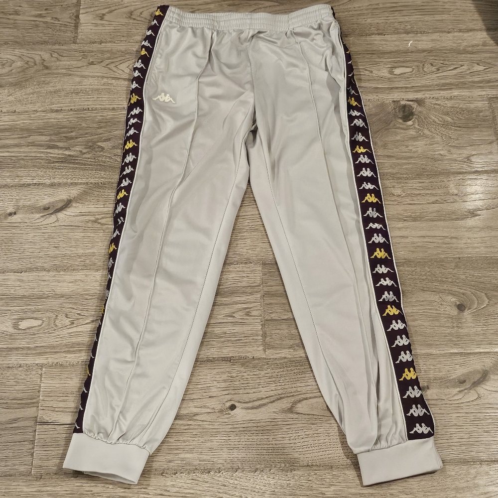 Kappa Light Gray Joggers with Black and Yellow Trim